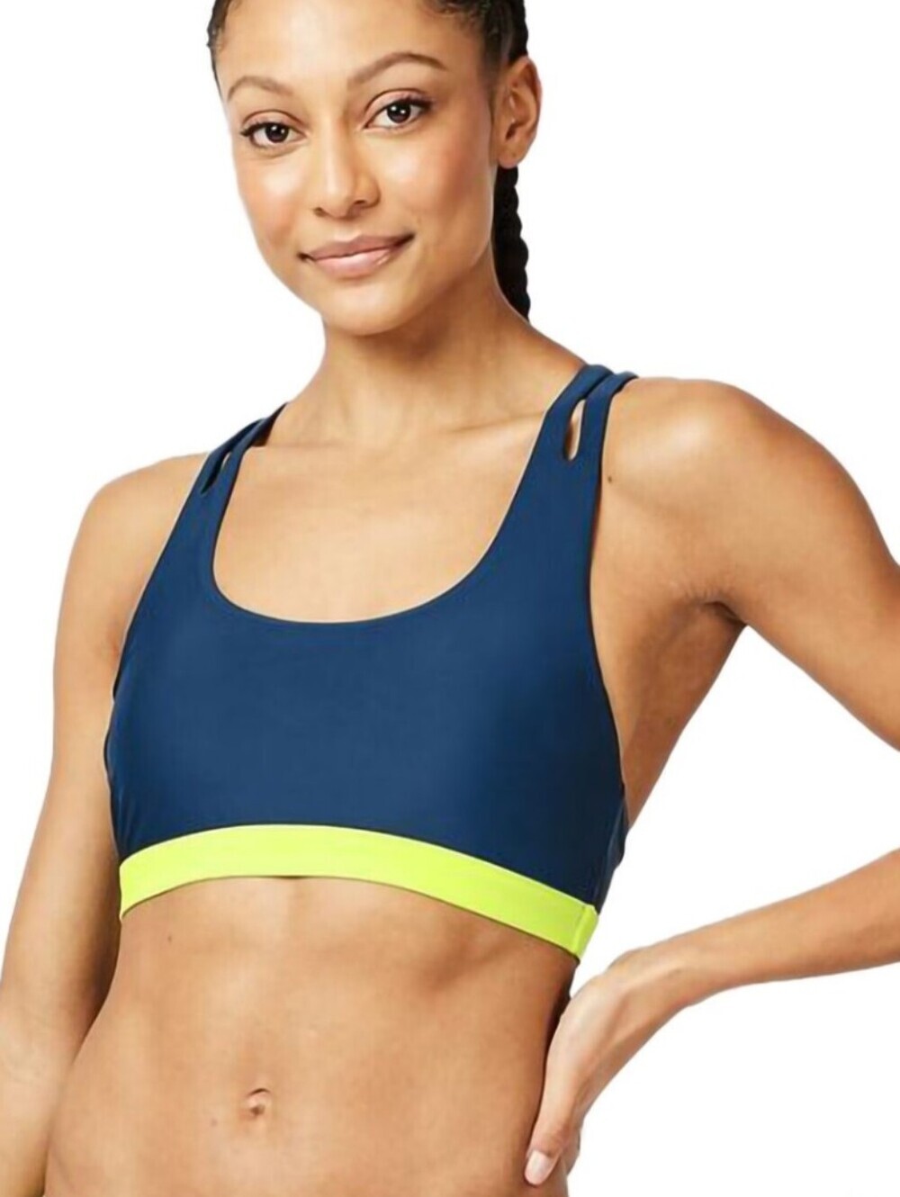Sweaty Betty Synchronised Swim Bikini Top Women's Navy & Neon Sport Bra